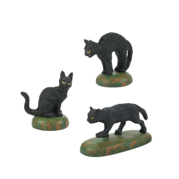 Dept 56 Halloween Village a Clowder of Black Cats