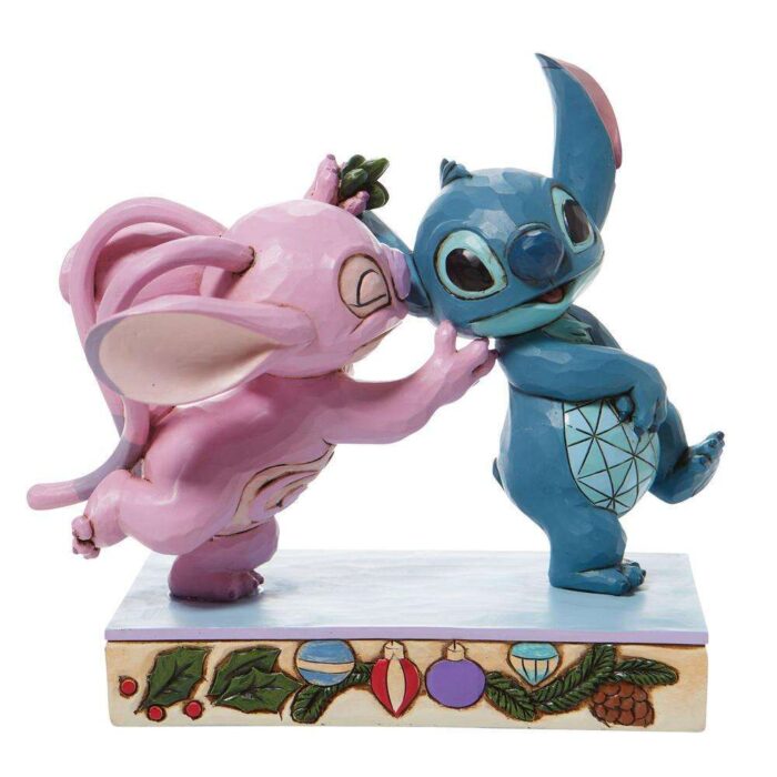 Front Disneys Angel and Stitch Mistletoe Jim Shore