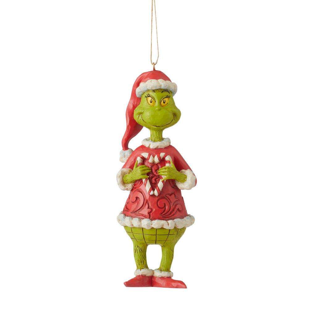 Grinch Holding Candy Cane Ornament By Jim Shore