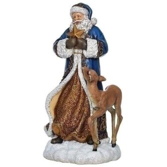 Elegant Woodland Santa with Blue Coat and Deer