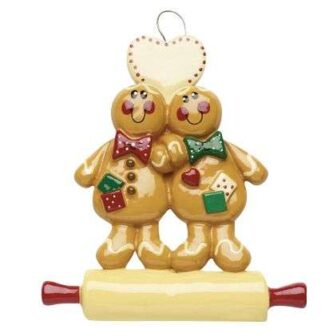 Gingerbread Couple With Heart Ornament Personalized