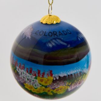 Painted Glass Colorado Flowers Ornament