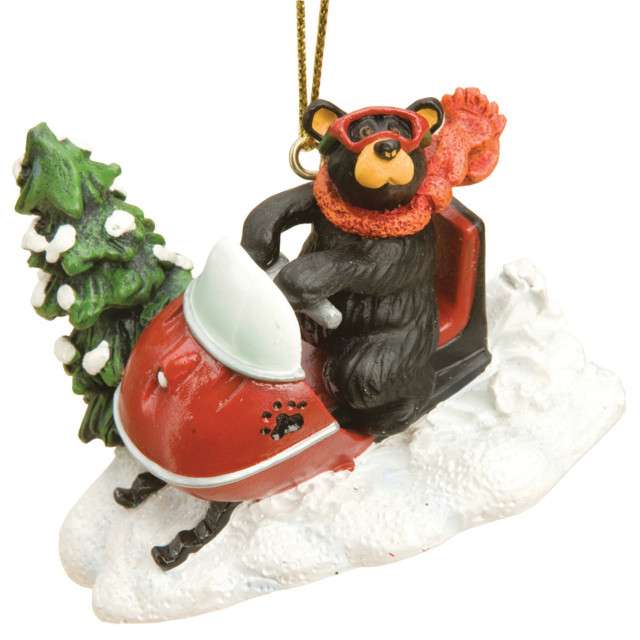 Bearfoot Bear Snowmobiler Ornament