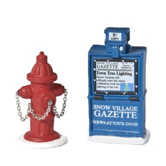 Dept. 56 Snow Village Fire Hydrant and Newspaper Box