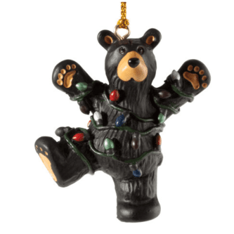 Bearfoot Bear Wrapped In Lights Ornament