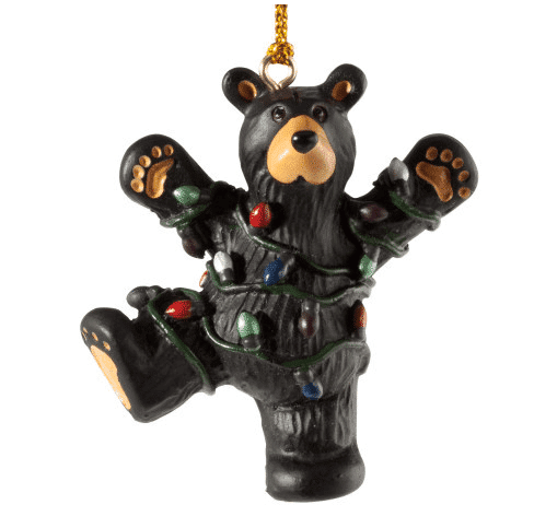 Bearfoot Bear Wrapped in Lights Ornament