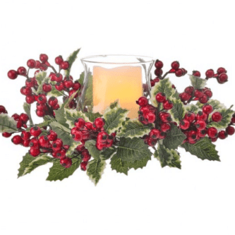 Berry and Holly Candle Centerpiece