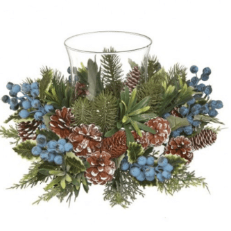 Blueberry Snow Cypress Pinecone Centerpiece