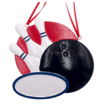 Bowling Ball and Pins Ornament Personalize