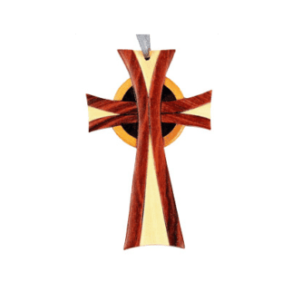 Wood Celtic Cross Intarsia Double Sided Ornament