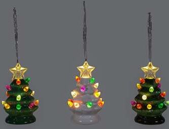 Vintage Look Ceramic Christmas Tree Ornaments Three Colors