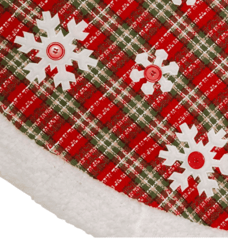 Close Up Christmas Plaid Snowflake Tree Skirt 48