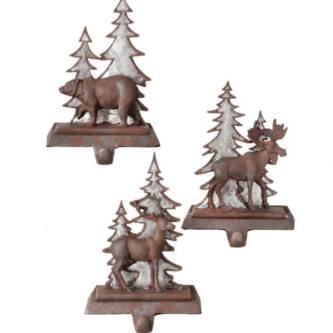 Deer, Bear or Moose Iron Finish Stocking Holder