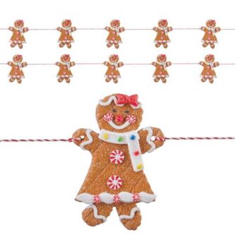 Gingerbread Girl Garland With Red and White String
