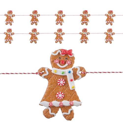 Gingerbread Girl Garland with Red and White String