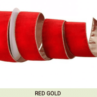 Gold Backed Velvet Ribbon 2.5" Red