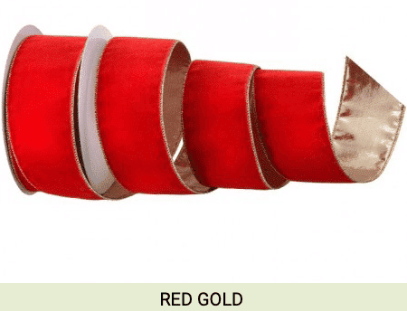 Gold Backed Velvet Ribbon 25 Red