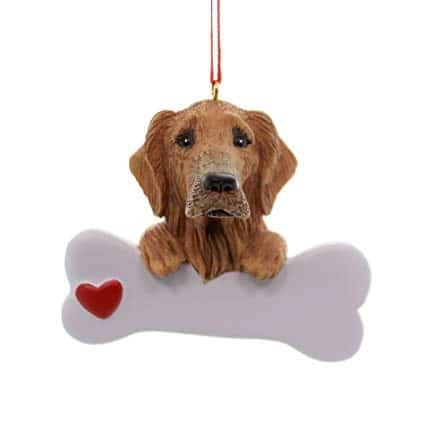 Golden Retriever with Bone Ornament