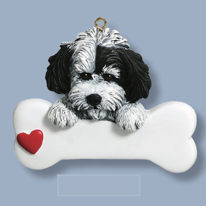Havanese with Dog Bone Ornament
