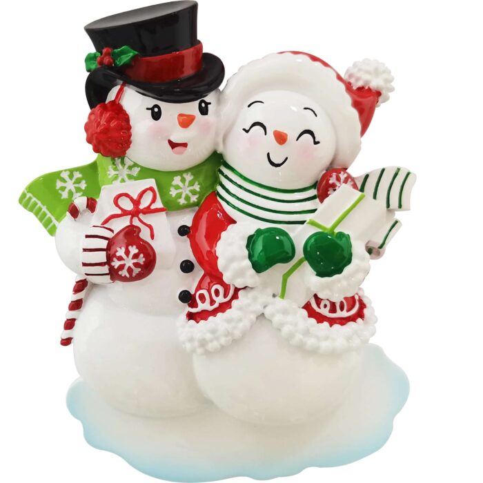 Holiday Snowman Couple Ornament Personalized