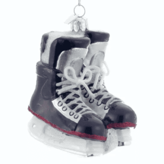 Ice Hockey Skates Glass Ornament