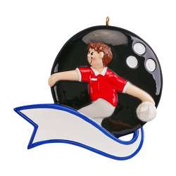 Bowler on Bowling Ball Ornament Personalized Two Styles