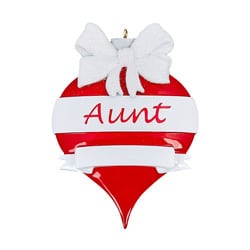 Red Ornament White Bow Aunt Personalized Ornament