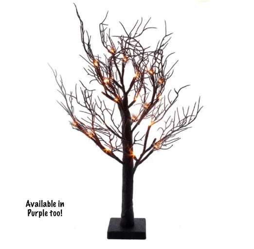 LED Orange or Purple Glittered Tabletop Tree - Christmas