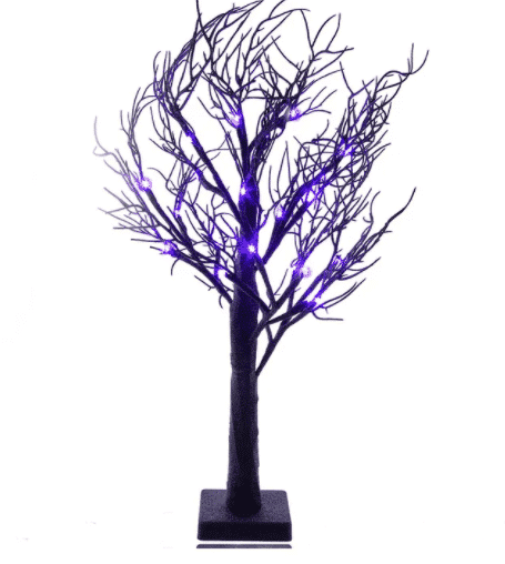 LED Orange or Purple Glittered Tabletop Tree - Christmas