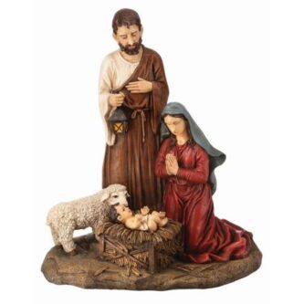 Holy Family Nativity With Lamb Outdoor Decor