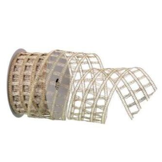 Knitted Metallic Net Ribbon 2.5" Champagne Gold or Silver