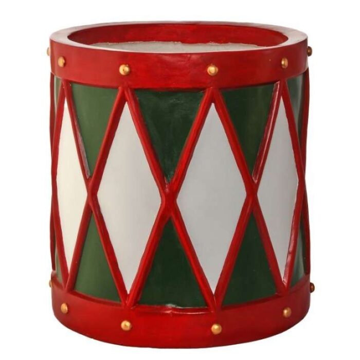 Outdoor Red, White and Green Drum Planter or Stand Tall