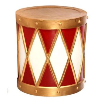 Outdoor Red, White and Gold Drum Planter or Stand Tall