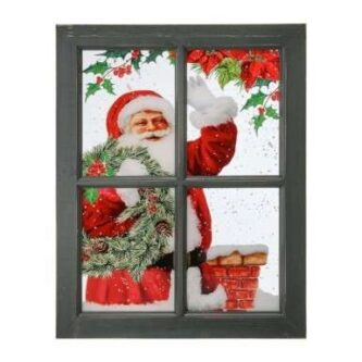 Window View Santa by the Chimney Print