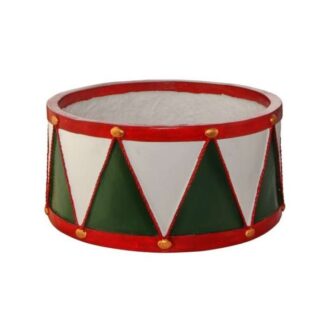 Outdoor Red, White and Green Drum Planter or Stand Short