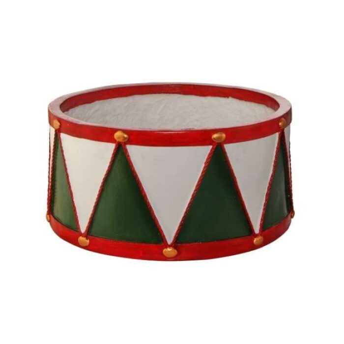 Outdoor Red White and Green Drum Planter or Stand Short