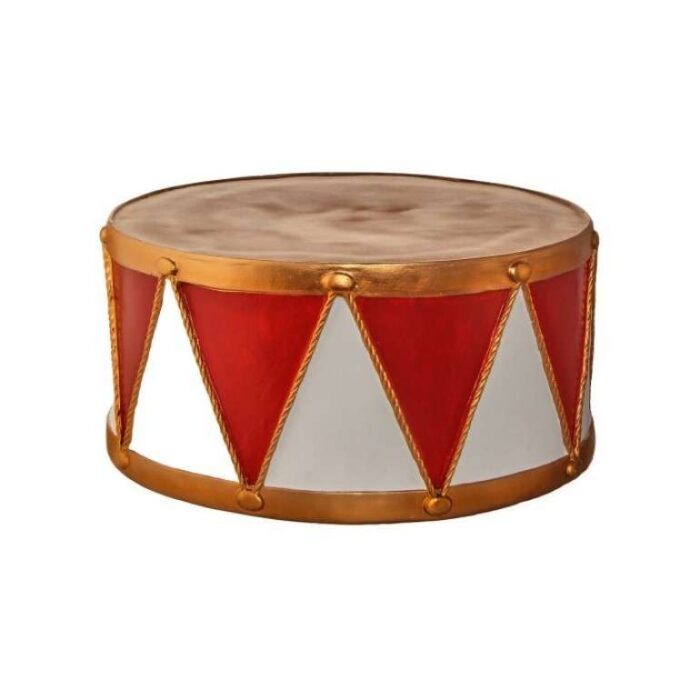 Outdoor Red, White and Gold Drum Planter or Stand