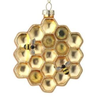 Honeycomb with Busy Honey Bees Ornament