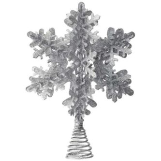 Tree Topper Silver Glitter 3D Snowflake