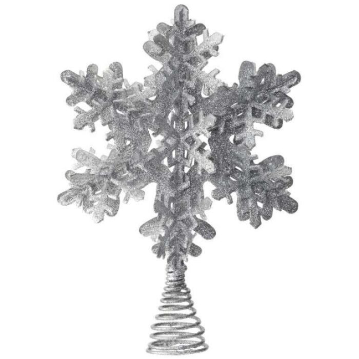 Tree Topper Silver Glitter 3d Snowflake