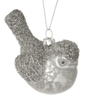 Mercury Glass Beaded Bird Ornament