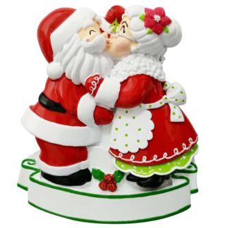 Mr. and Mrs. Clause Kissing Ornament Personalized