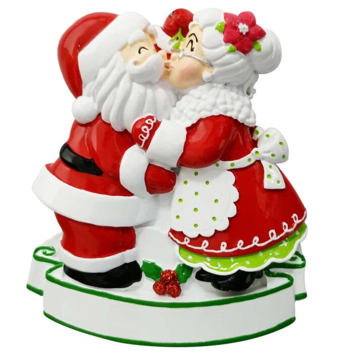 Mr and Mrs Clause Kissing Ornament Personalized