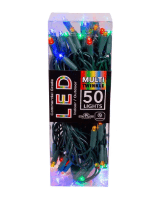Multi Color Green Cord Twinkle Wide Angle Led 50 Light Sets