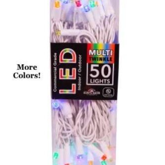 Multi color white cord Twinkle Wide Angle LED 50 Light Sets