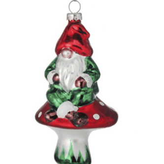 Mushroom Sitting Elf Gnome Ornament