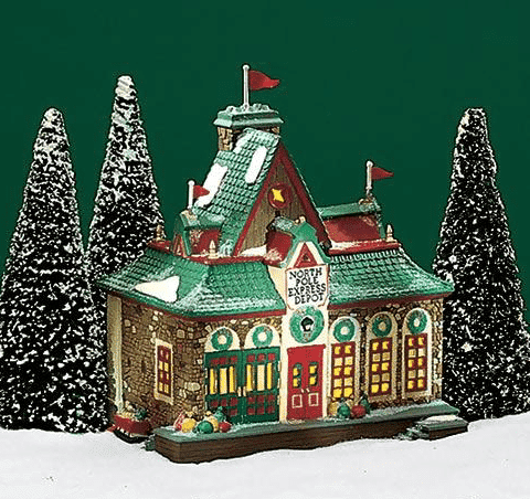 Dept 56 Rare Retired North Pole Express Depot Pre owned