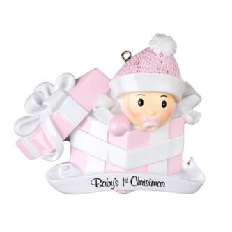 Baby in Present Personalized Ornaments Two Colors
