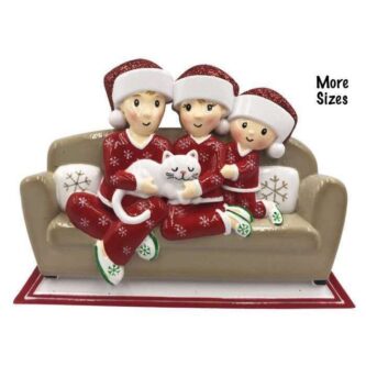 Family With Cat Ornament Personalized