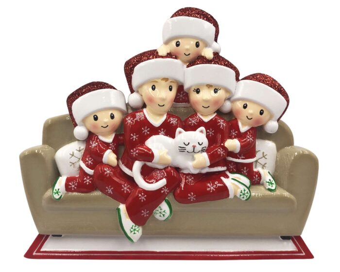 Family With Cat Ornament Personalized